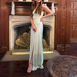 Birdy Grey Alex Matte Satin Dress in Pale Pistachio